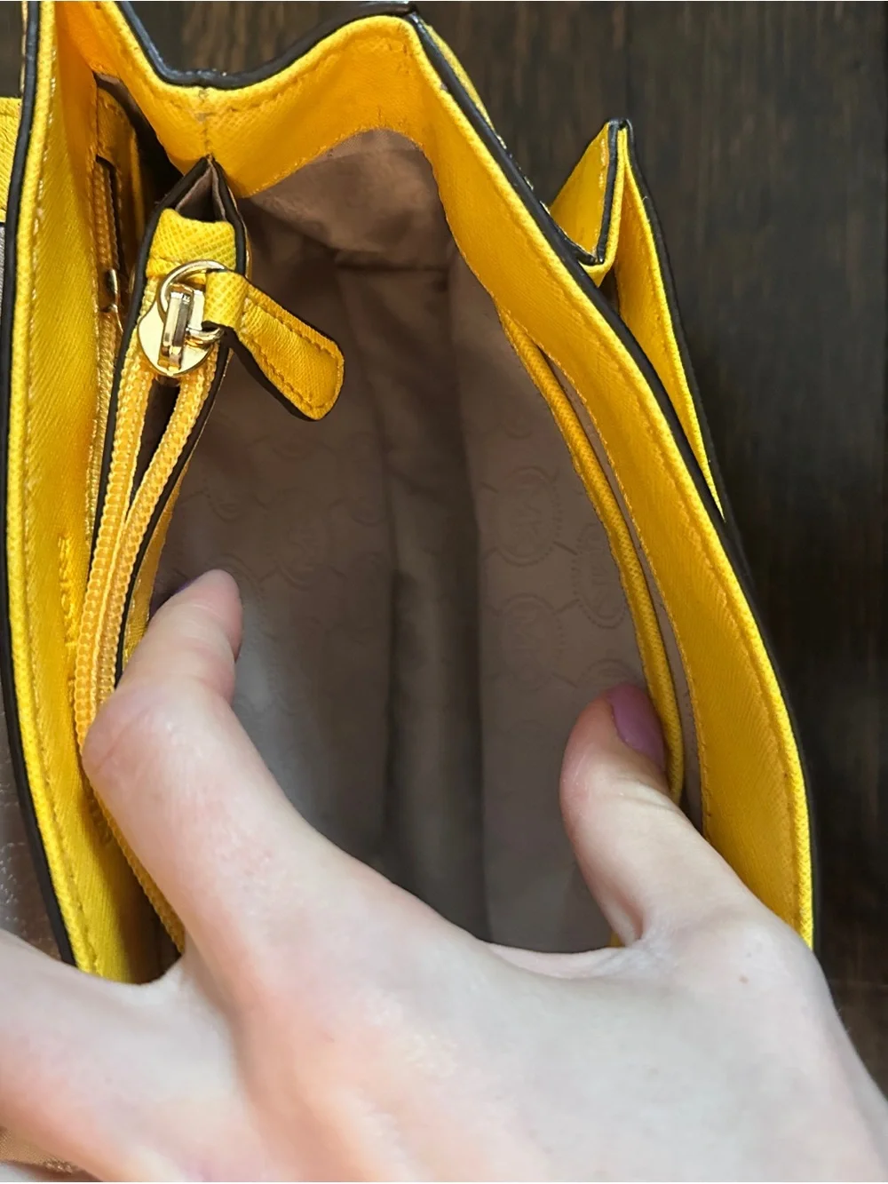 Michael Kors Yellow Studded Leather Chain Shoulder Crossbody